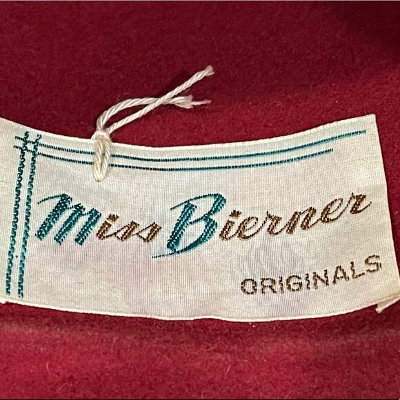 VTG Doeskin Felt 100% Wool - Miss Bierner Red Hat - Picture 7 of 7